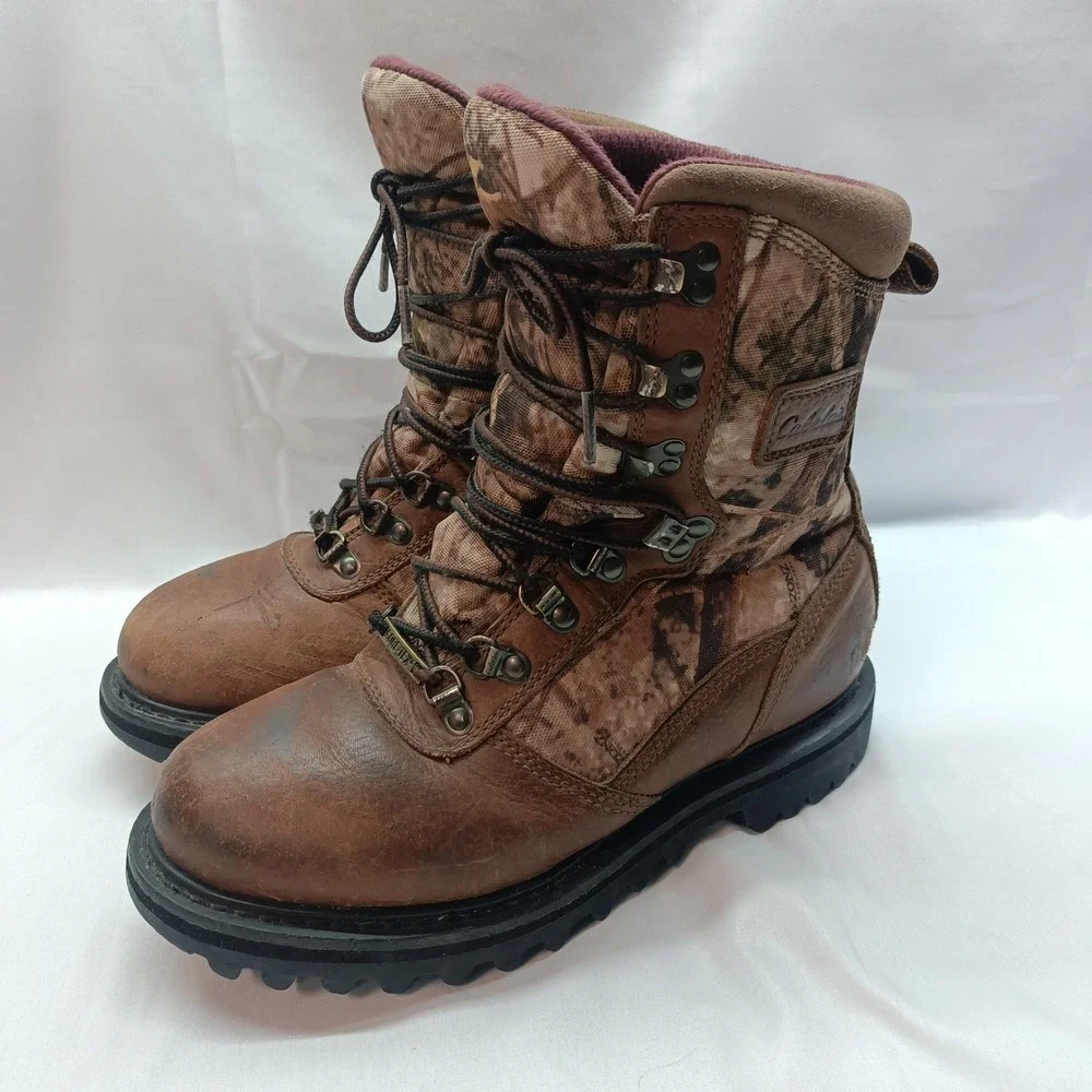 Cabelas Mens Gore-Tex Thinsulate Ultra Camo Leather Hunting Boots Brown 5M